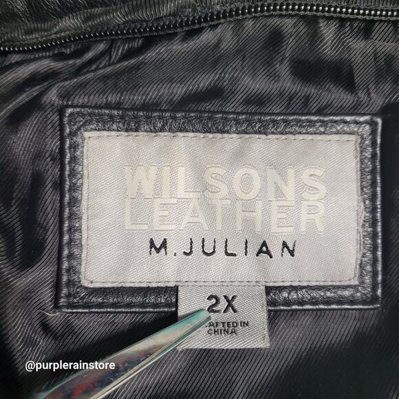 Vtg Wilsons M Julian Pebbled Leather Car Coat Blazer Coat Jacket 2X Y2K 90's - Picture 3 of 13